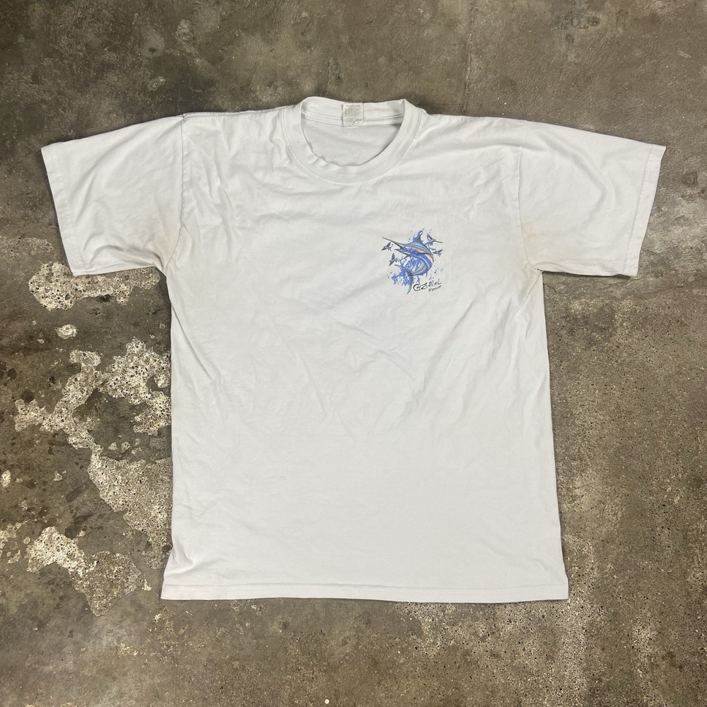 Vintage 90s La Iguana T-Shirt Size XL White Cozumel Mexico Fish Aquatic Graphic